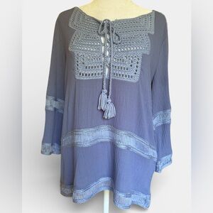 Chico’s Woven Accents Knit Pullover Sweater NWT